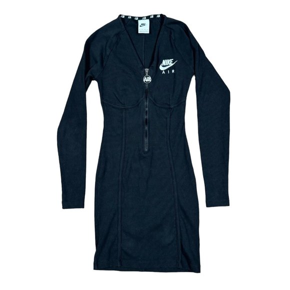 Nike Dresses & Skirts - Nike Air Women's Size XS Ribbed Bodycon Dress DM6057-010‎ Black 1/2 Zip